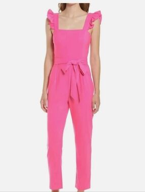 Lilly Pulitzer Hot Pink Ruffle-Shoulder Jumpsuit